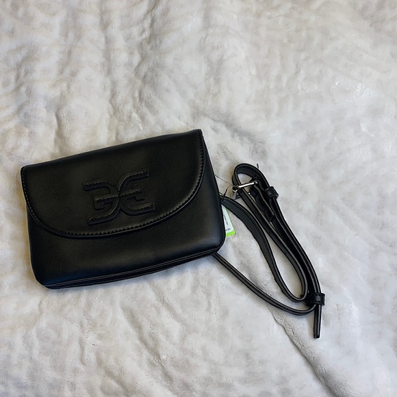 NWT Sam Edelman Emily Faux Vegan Leather Convertible Shoulder Belt Bag Black - Picture 2 of 7